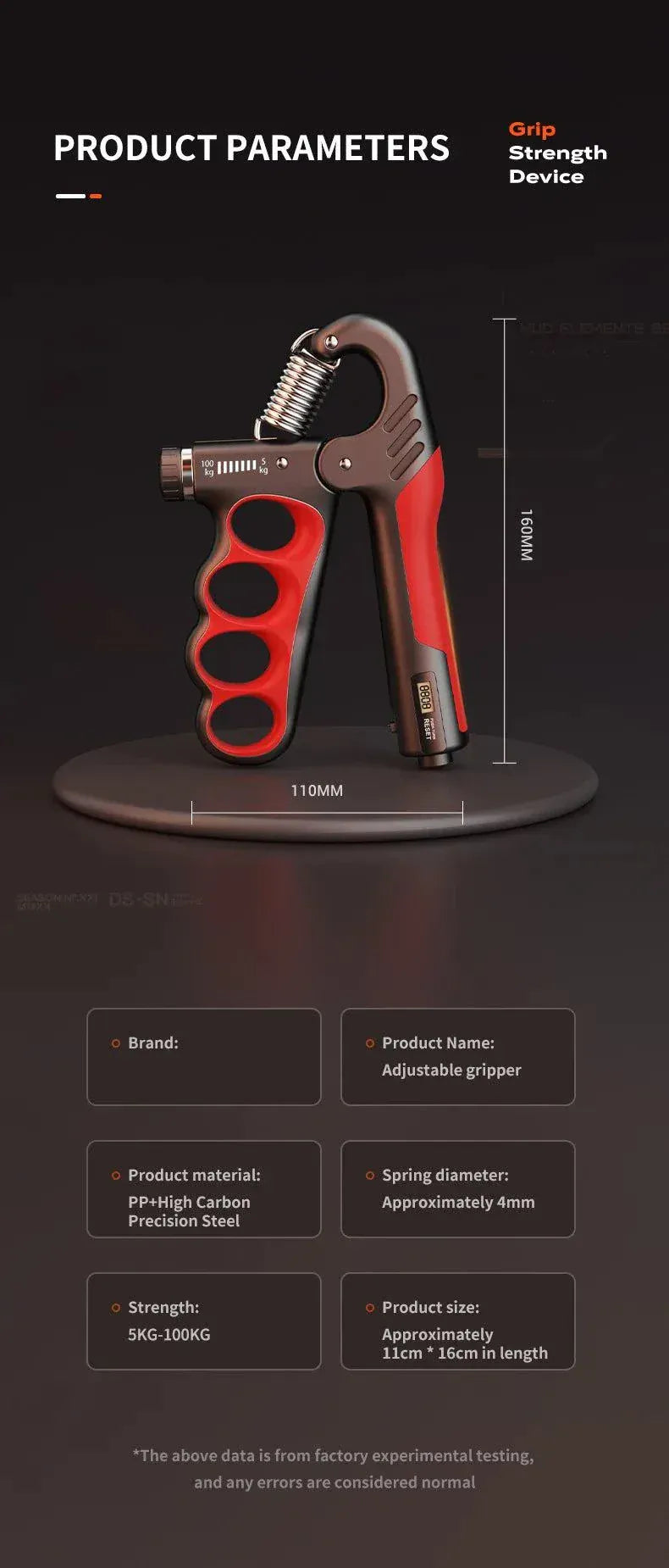 Adjustable Grip Strengthener with 5-100KG resistance for hand and forearm strength training