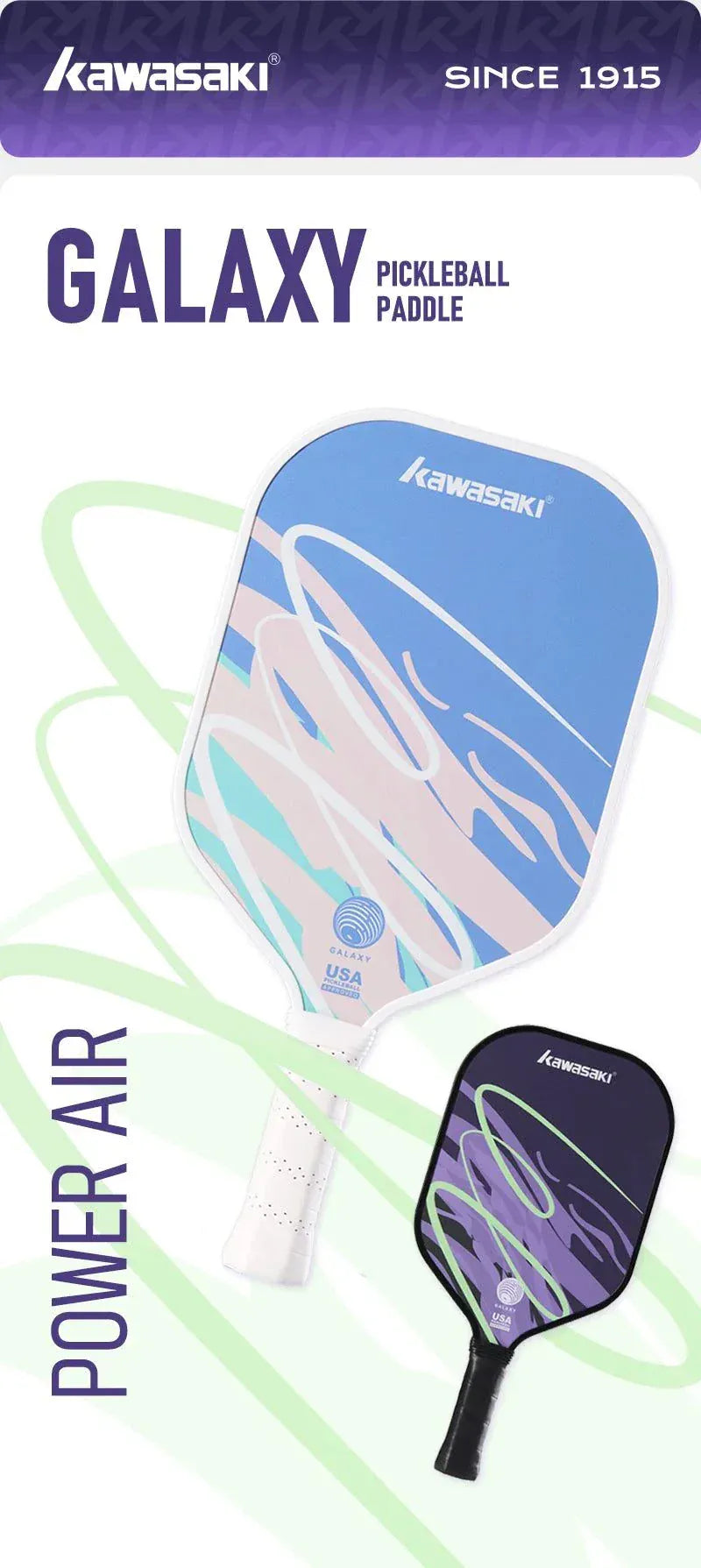 Kawasaki Pickleball Paddle Durable PP Honeycomb Core Fiberglass Surface Pickle Ball For Men Women Beginners