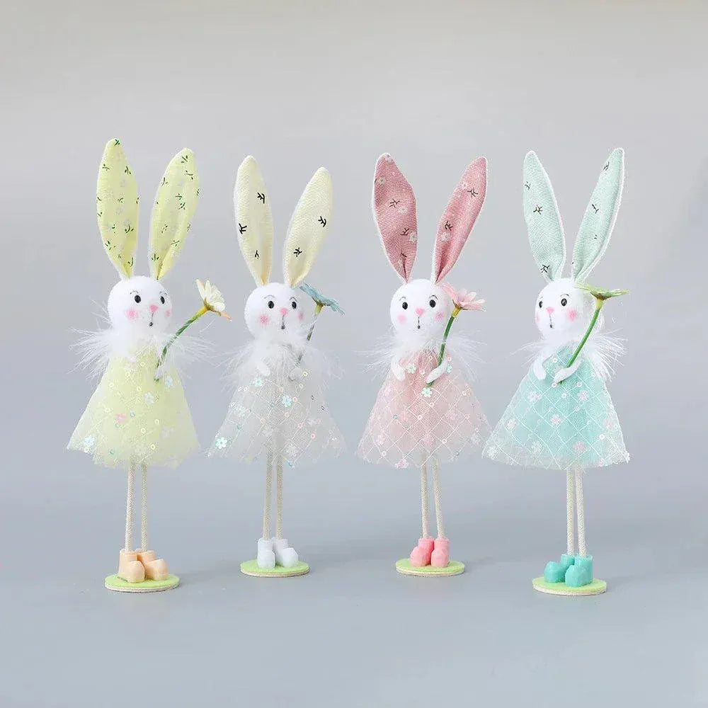 Easter Bunny Decor White Yellow Green Pink Flower Yarn Skirt -Kid Gift