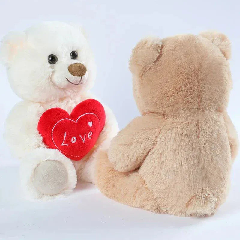 25CM Heart Print Bear Plush Toy with red hearts for Valentine’s gift