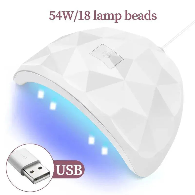 54W USB UV LED nail gel lamp with automatic sensor and compact design for fast curing