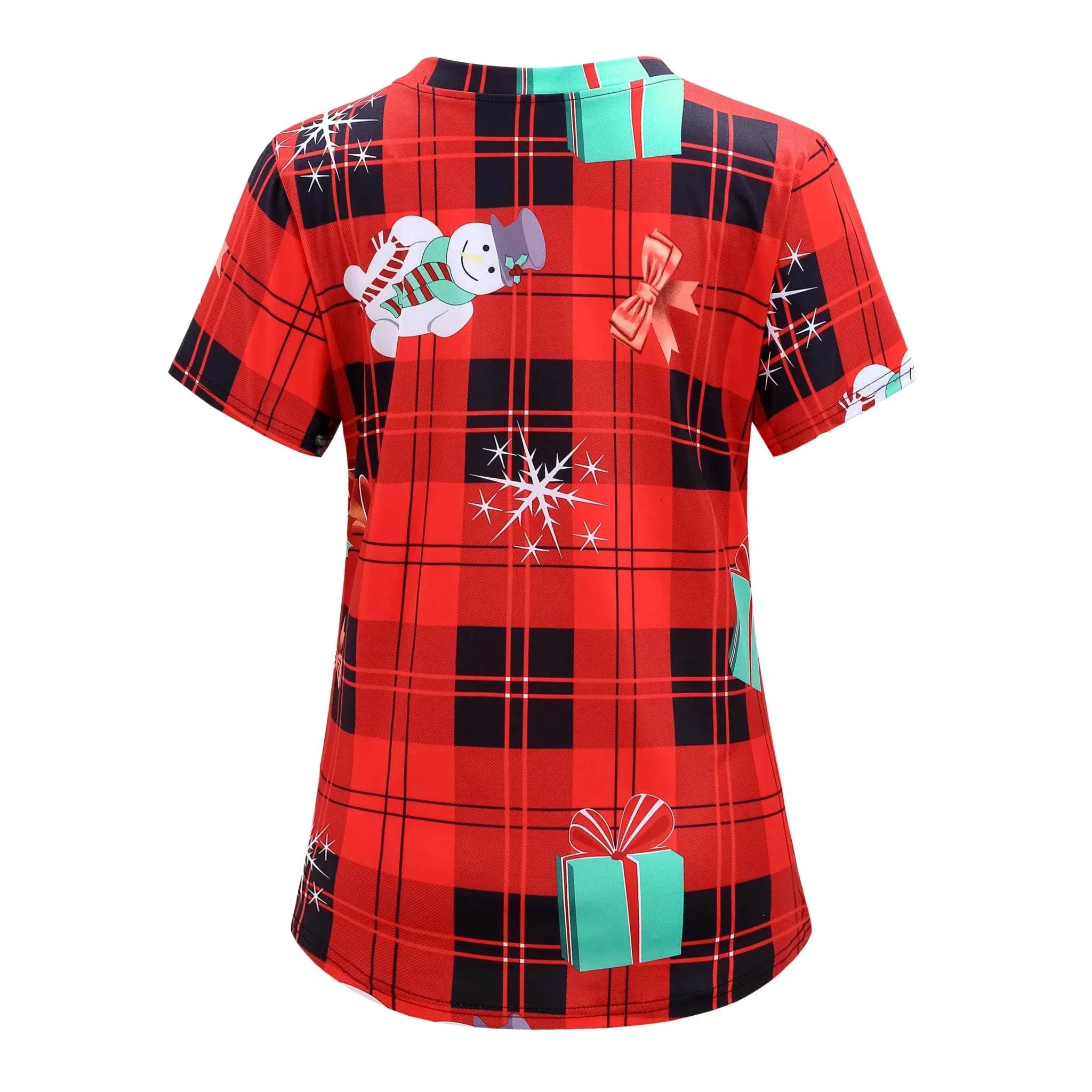 Women’s Valentine Heart Nurse-Style T-Shirt with heart print and V-neck, perfect Valentines Day Clothes for casual and festive wear