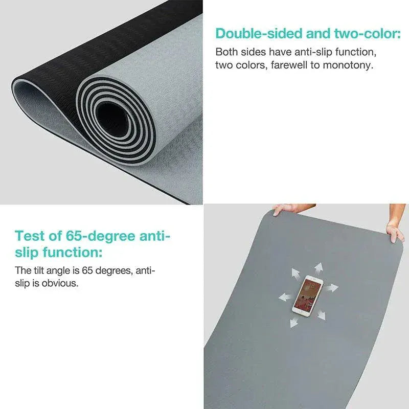 Yoga Mat - Eco Friendly Non Slip Double-Sided Fitness Exercise Mat.