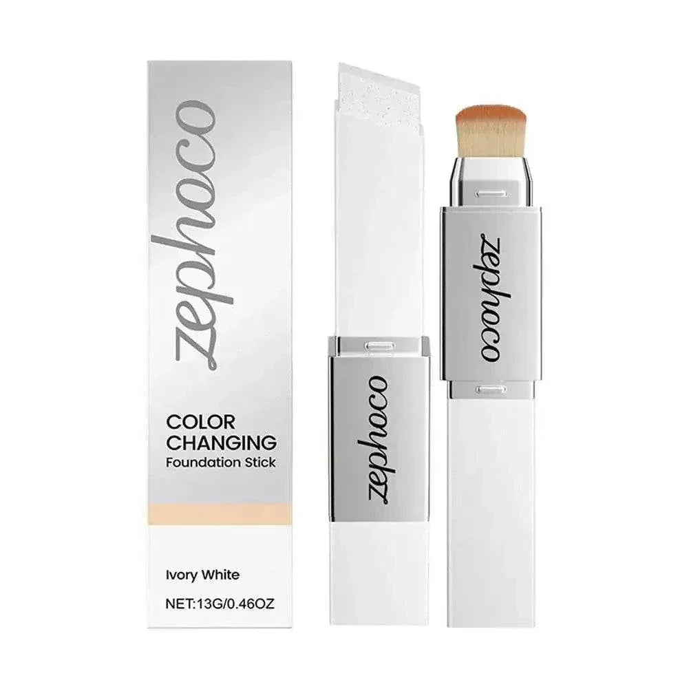 Two-in-one color-changing foundation stick with concealer for seamless, natural coverage and hydration