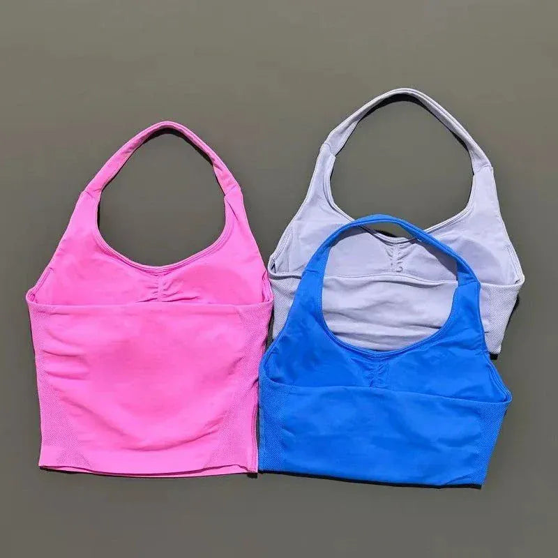 Women wearing quick-dry high elastic yoga vest for sports and gym workouts