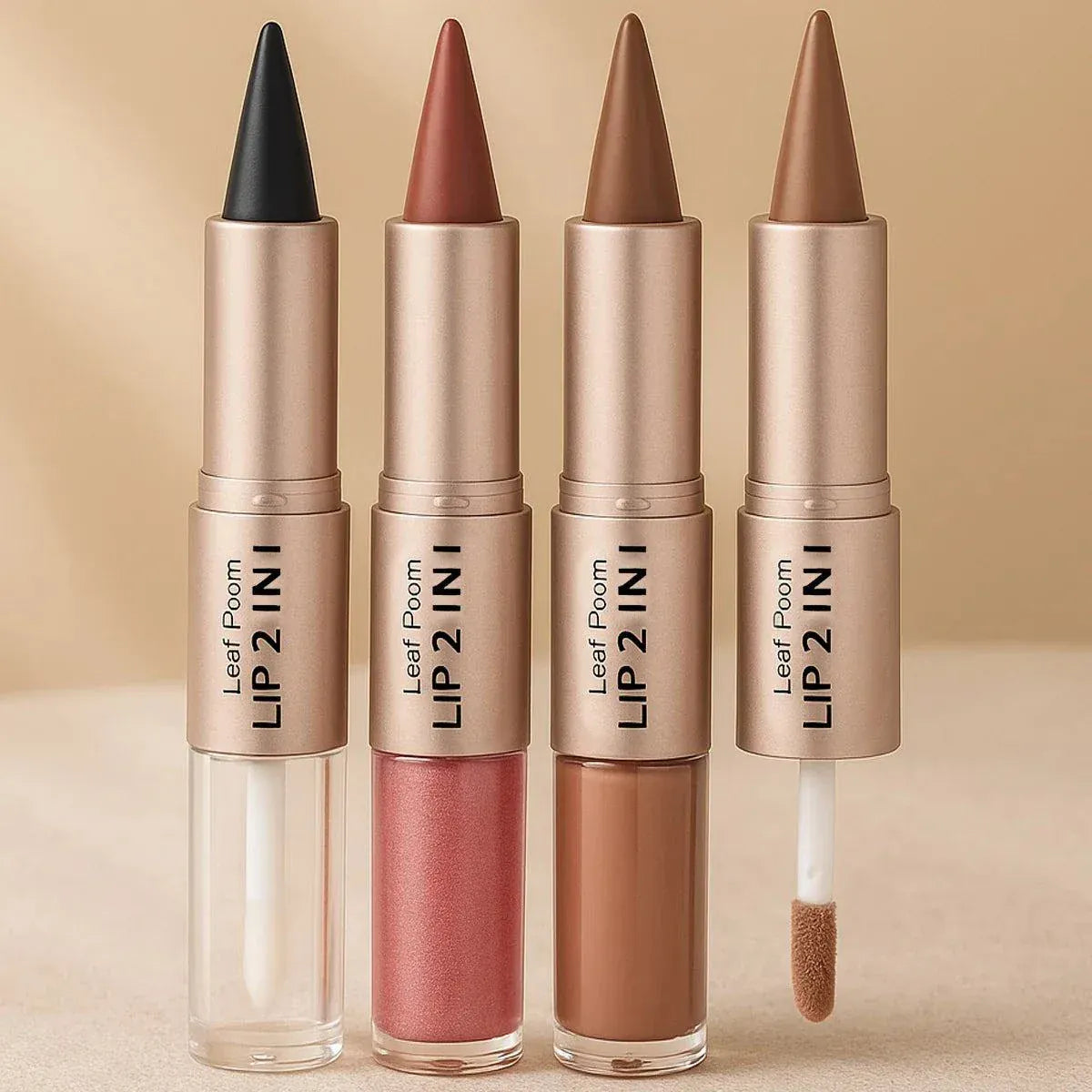 Dual-ended lip liner contour pencil with plumping gloss for defined, glossy lips