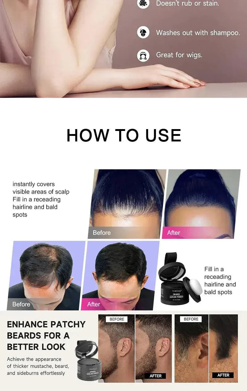 Hair Line Powder black root concealer enhancing hairline coverage and fill-in paint