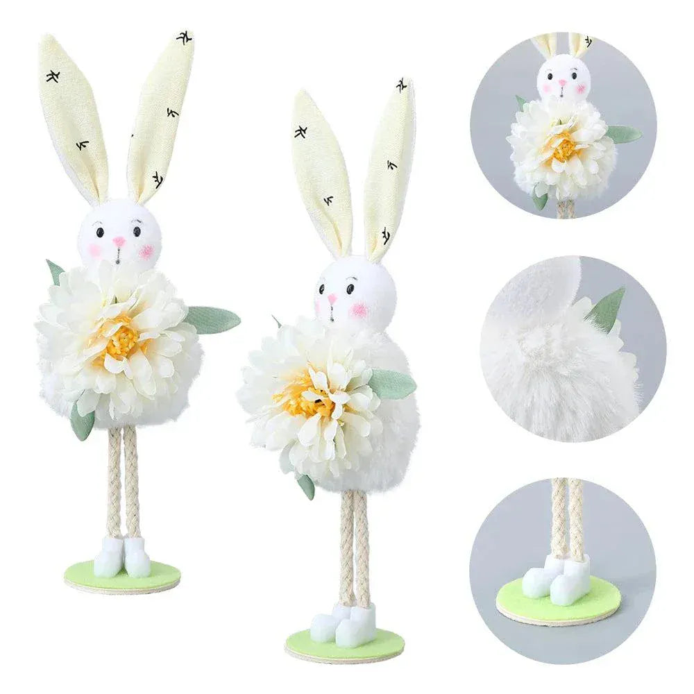 Easter Bunny Decor White Yellow Green Pink Flower Yarn Skirt -Kid Gift