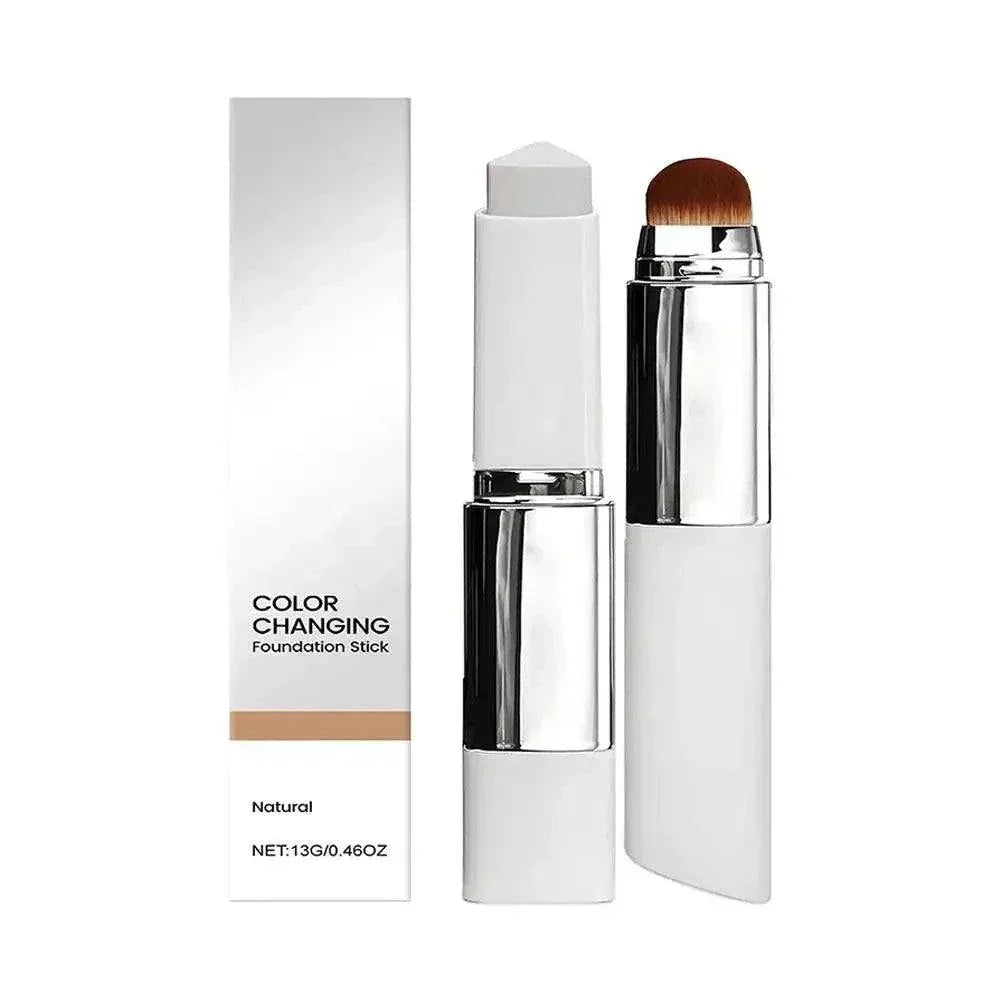 Two-in-one color-changing foundation stick by Teninoventures with hydrating, buildable coverage and natural finish