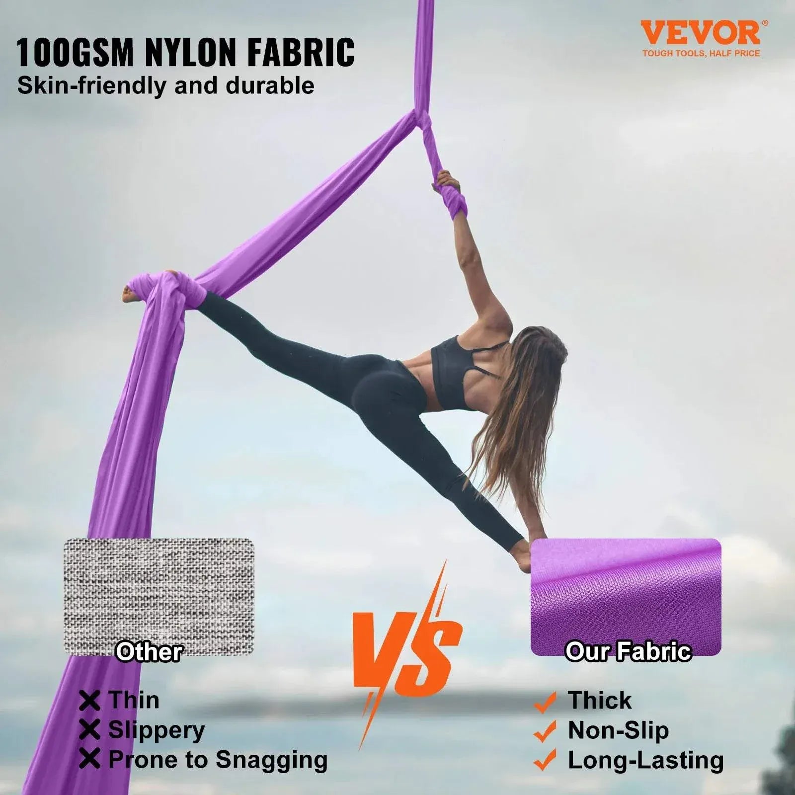 SucceBuy aerial yoga hammock and swing kit made of premium nylon fabric for all levels fitness and inversion exercises