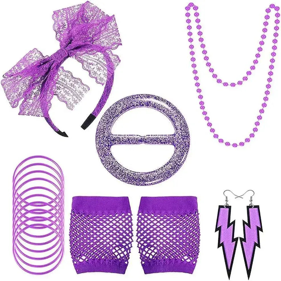 Easter 80s Retro Outfit Accessories – Headband, Gloves, Jewelry Set