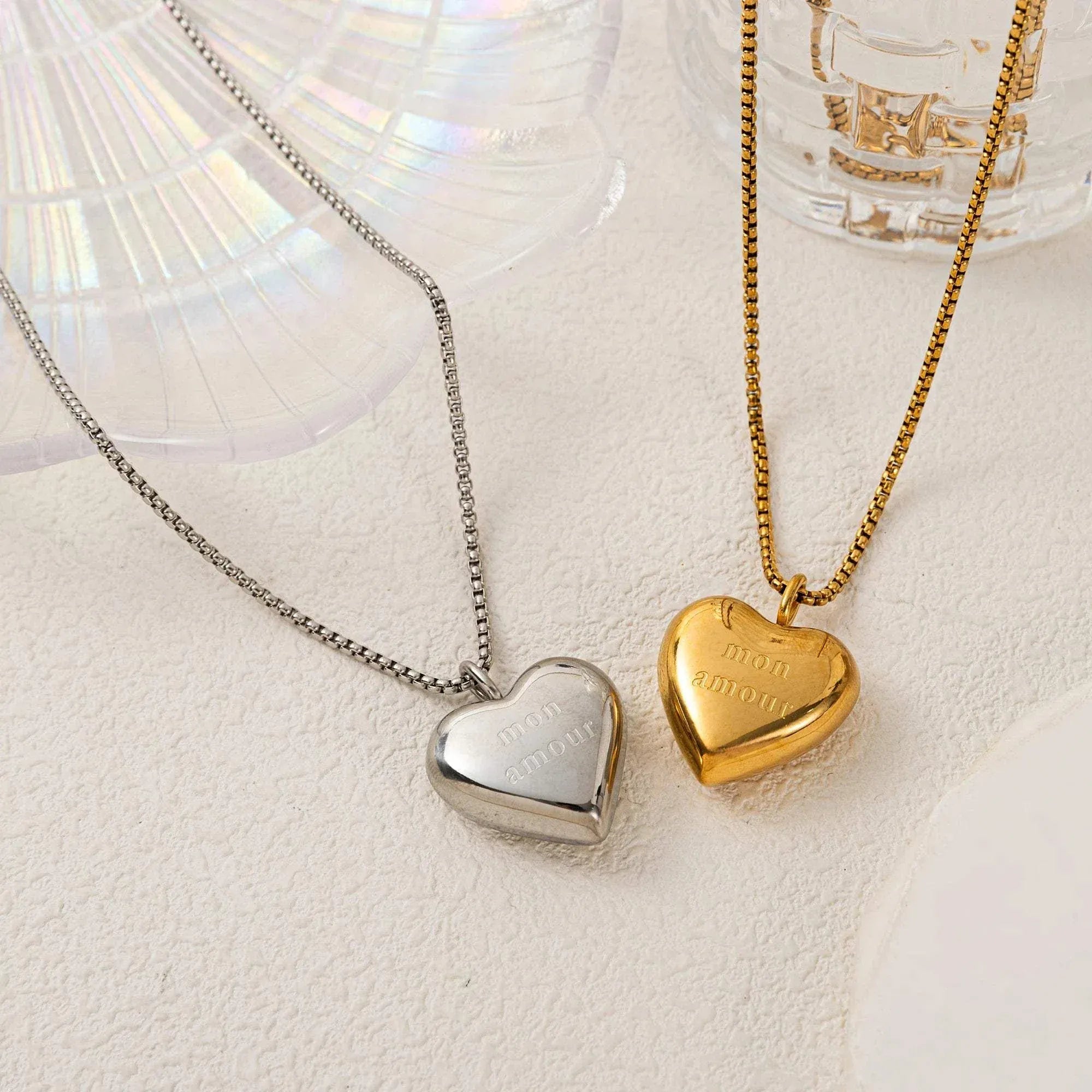 Double-sided love necklace pendant for women with elegant romantic design