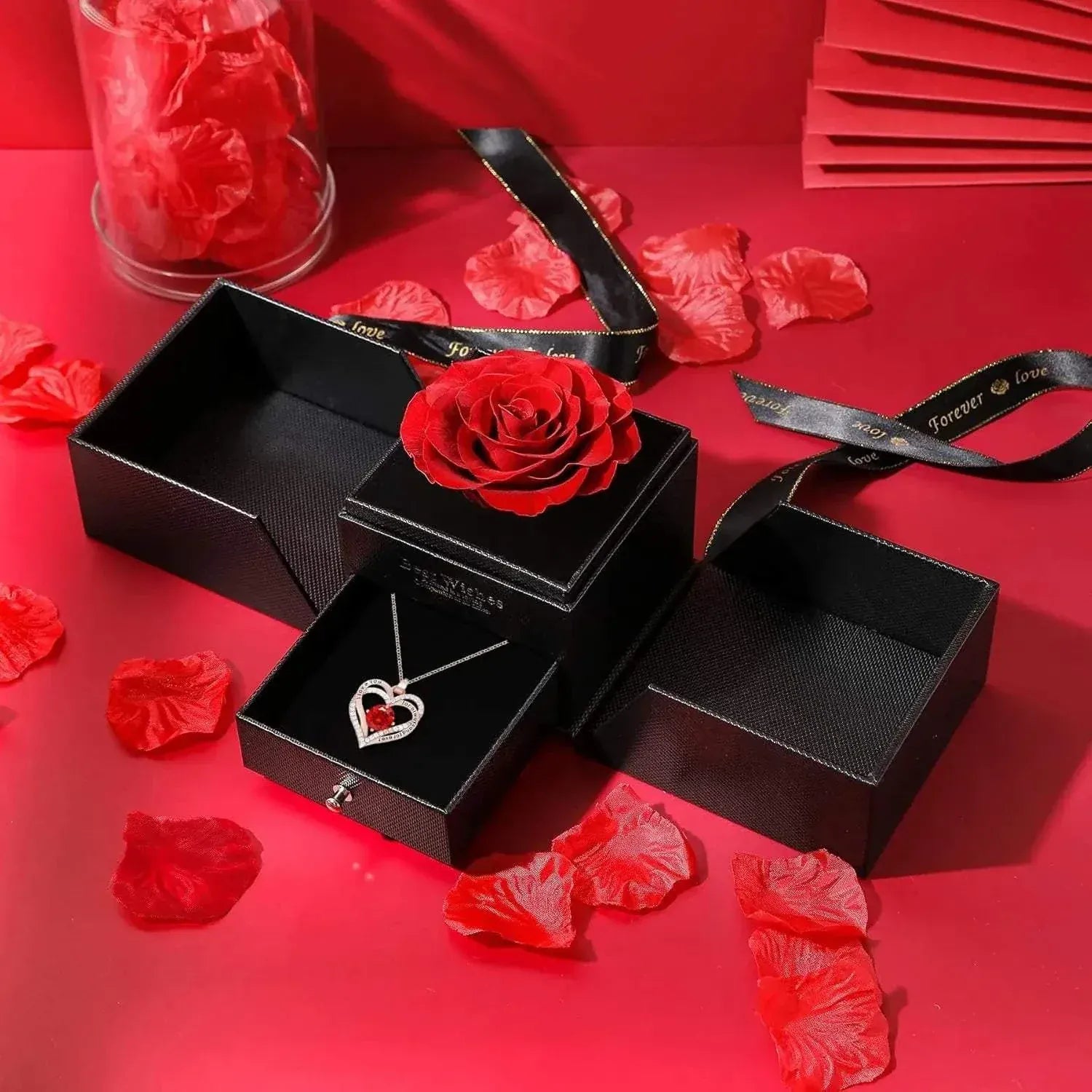 Luxurious Rose Gift Box with elegant necklace gift set for special occasions