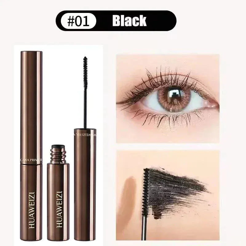Waterproof 4D Mascara bottle with large brush and bold dramatic lashes close-up
