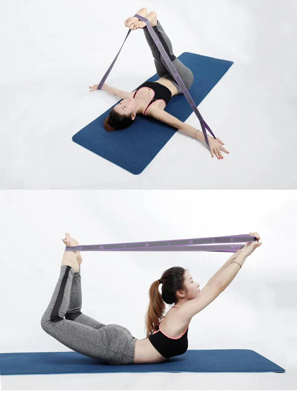 Multi-section yoga resistance bands for full-body workouts and strength training
