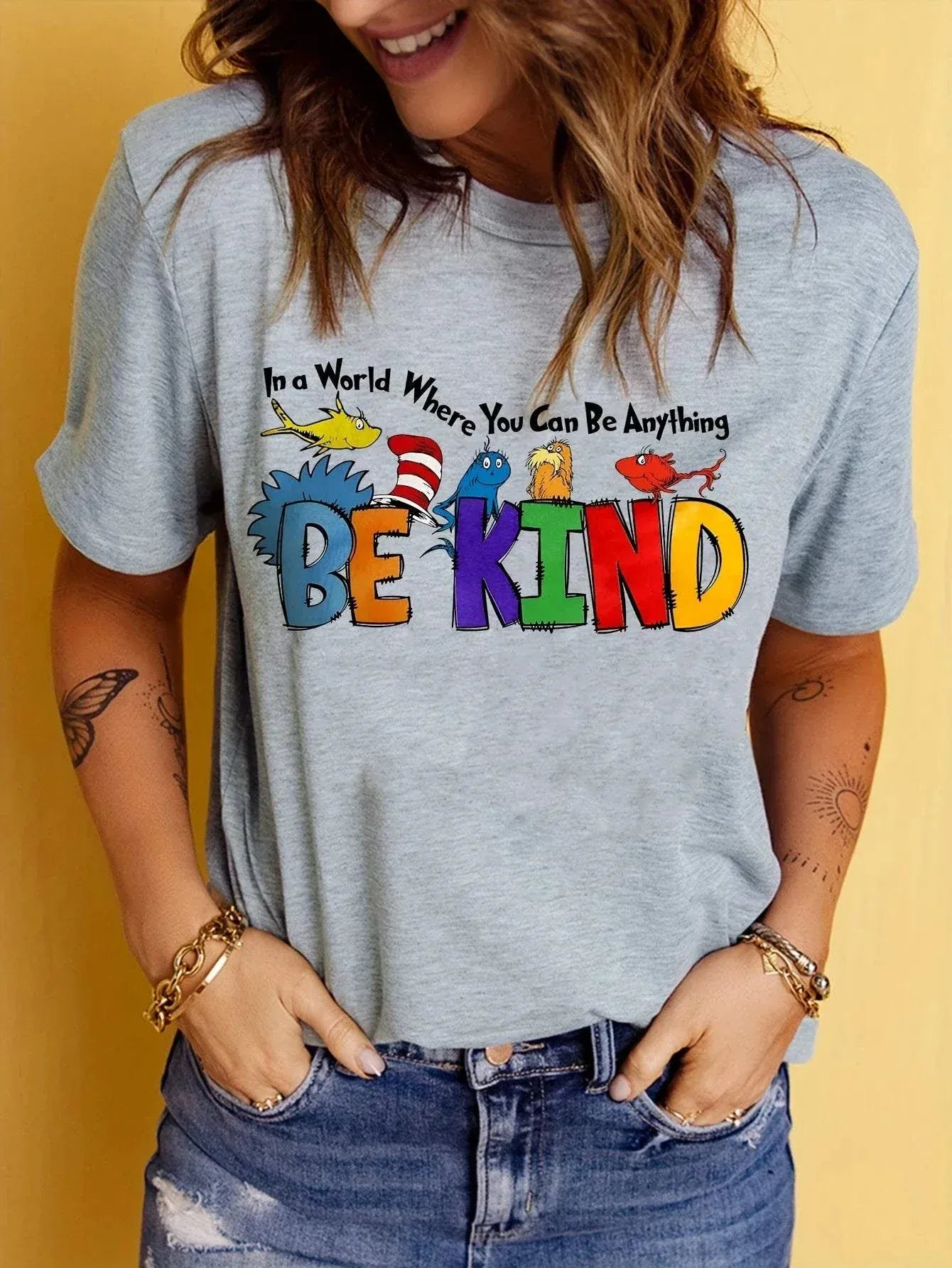 Women’s Valentine “Be Kind” vintage t-shirt with retro print, short sleeves, and crew neck for casual spring and summer wear