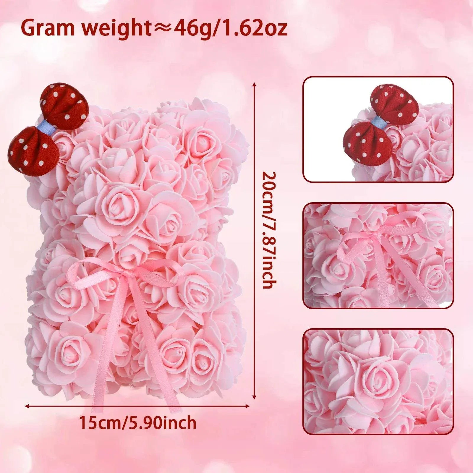 2026 Valentine Day Rose Bear made of soft foam roses, perfect romantic gift for Valentine's Day and anniversaries