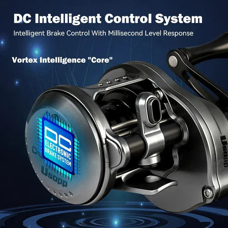 Leydun New DC Usopp baitcasting reel with 7.6:1 gear ratio and 4.5kg drag power, ultralight 134g carbon fiber baitcaster.