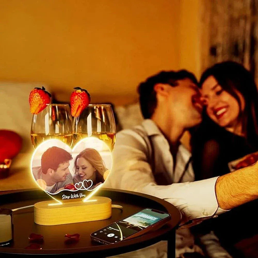 Personalized LED acrylic picture frame with photo and LED light, romantic Valentine's Day gift for boyfriend