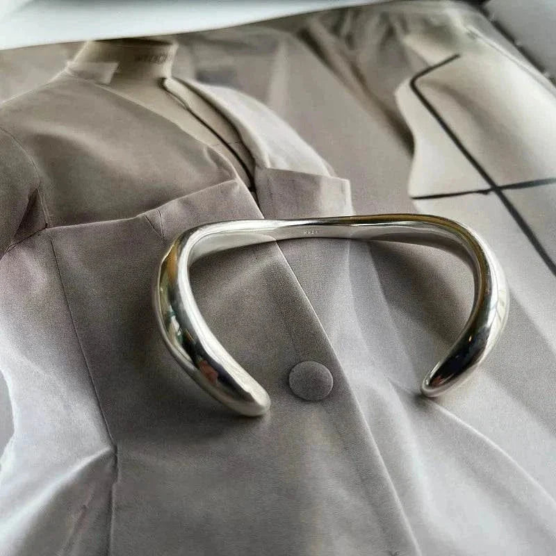 Trendy Thai Silver Arc Bangle  –  Women's Jewelry Gift, Never Fade.