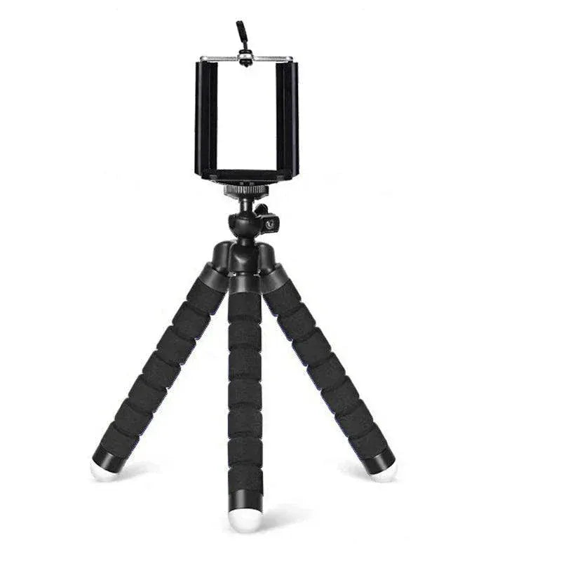 Mini Tripod with flexible base and adjustable clip for smartphones and cameras, ideal for stable photography and vlogging.