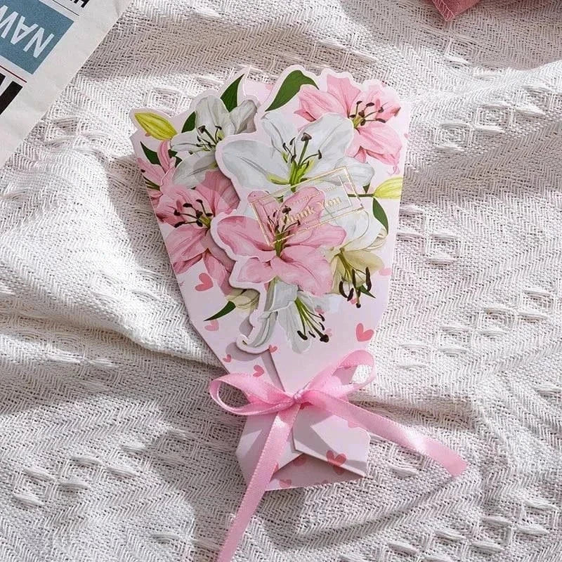 Creative Carnation Thanks Flowers 3D foldable greeting card with floral bouquet design for Mother's Day and birthdays