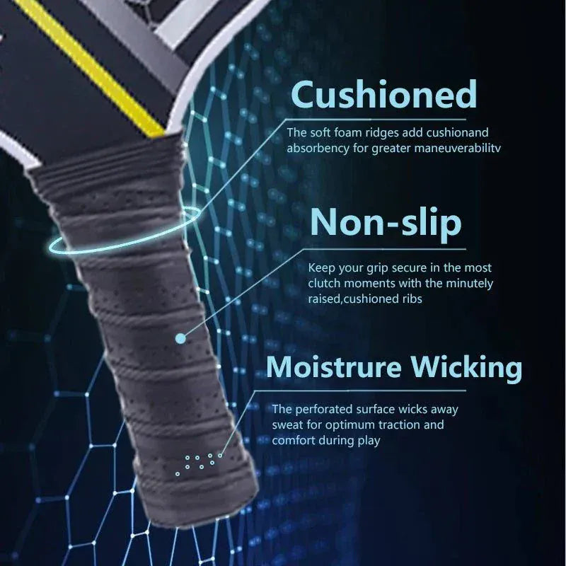 Pickleball Paddles Set of 2, Carbon Fiber Surface (CHS), Polypropylene Honeycomb Core, Anti-Slip Sweat-Absorbing Grip, 4 Pickleb