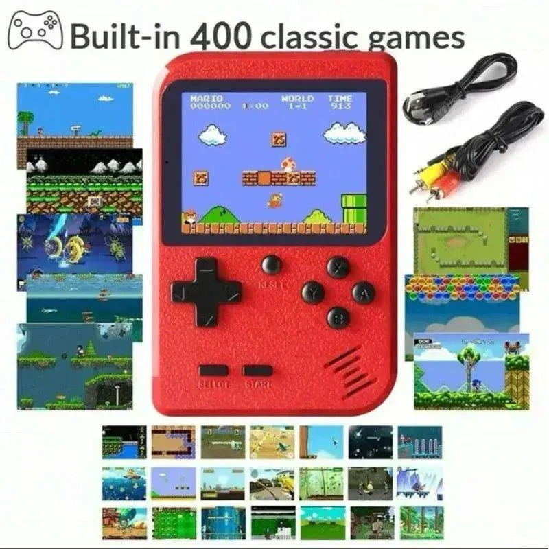 Red Retro Classic Games Children's Handheld Console with 400 Games.