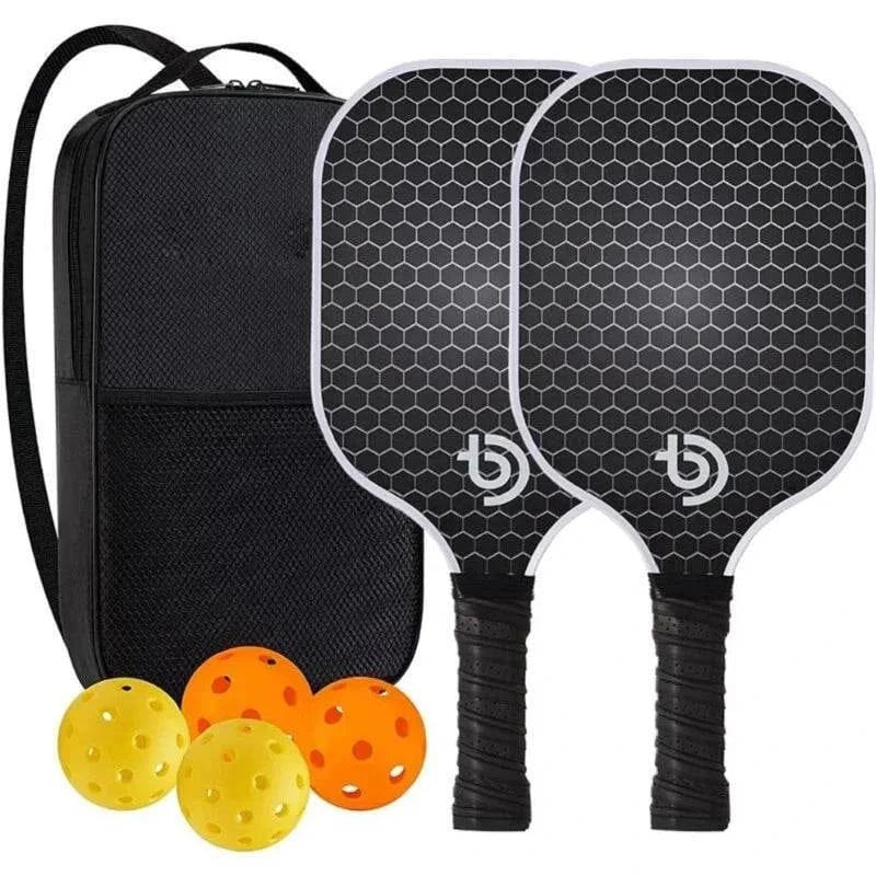 Pickleball Paddles Set of 2 Fiberglass Pickleball Set with Non-Slip Ergonomic Soft Grip Pickleball Balls Bag Gifts for Men Women