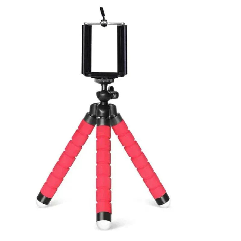 Mini Tripod with flexible octopus base and adjustable clip for smartphones and cameras, ideal for stable photos and videos.