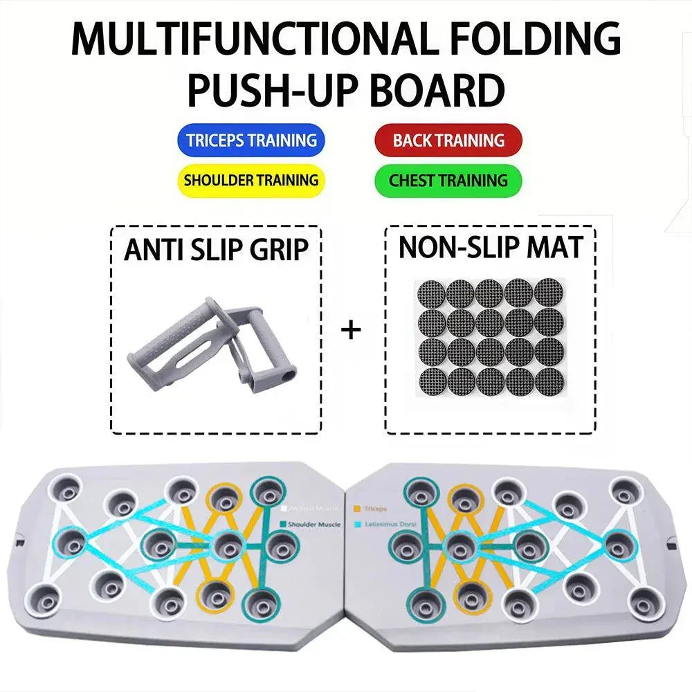 Multifunctional portable push-up board set with color-coded positions for targeted muscle workouts and easy foldable design