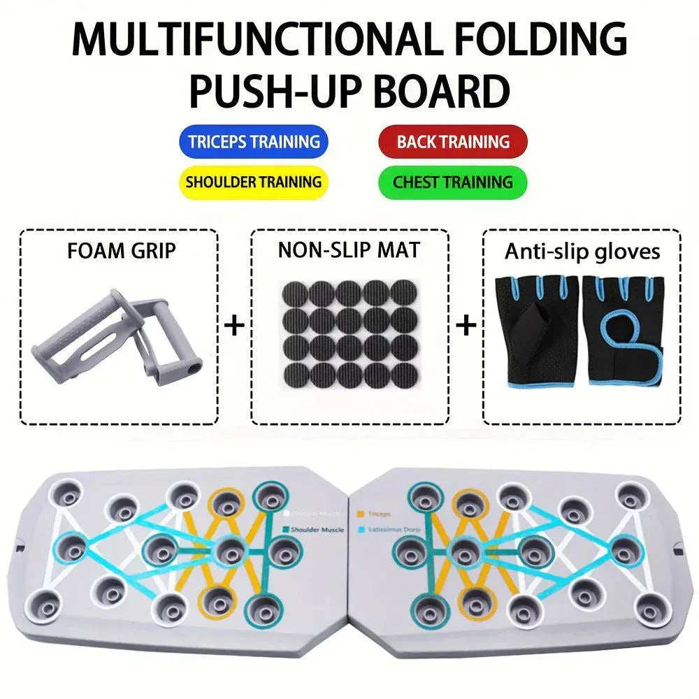 Multifunctional portable push-up board set with color-coded positions for targeted muscle workouts and easy storage