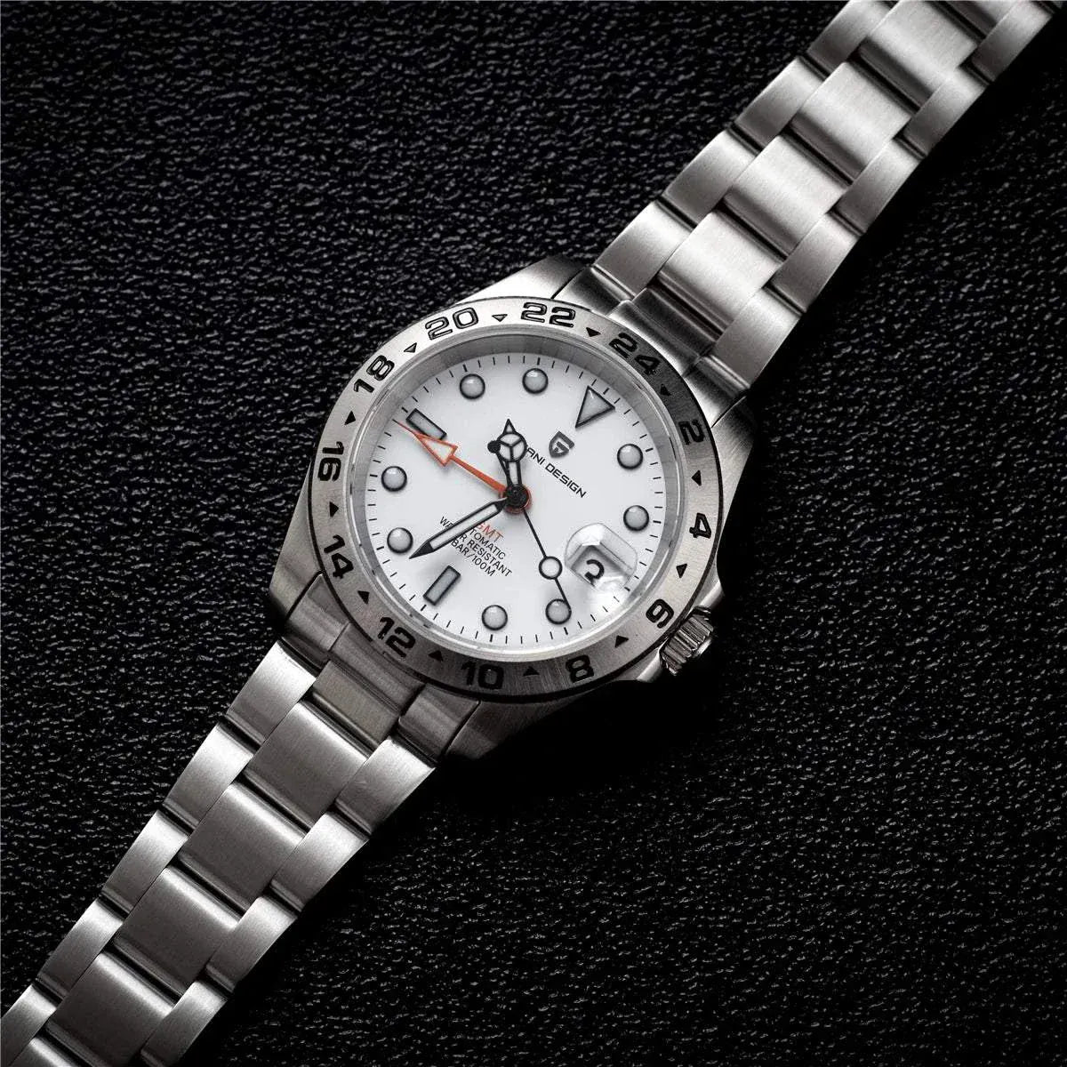 PAGANI DESIGN 2026 DG5833 men's GMT automatic stainless steel watch with sapphire crystal and 10 bar water resistance