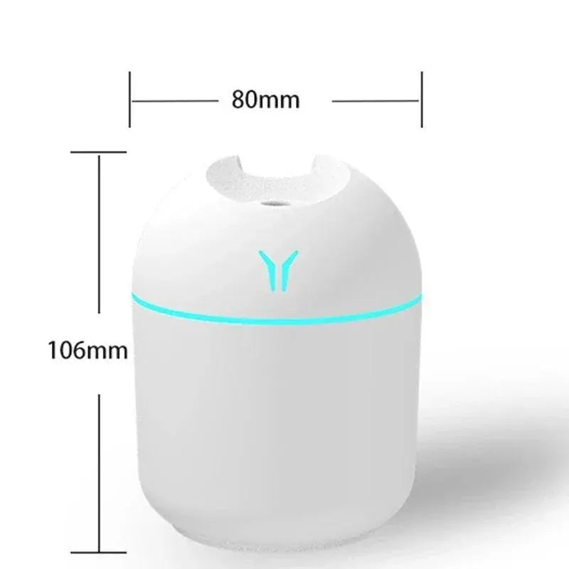 250ML USB Mini Air Humidifier and Diffuser with LED lighting and ultrasonic mist for home, office, or car use