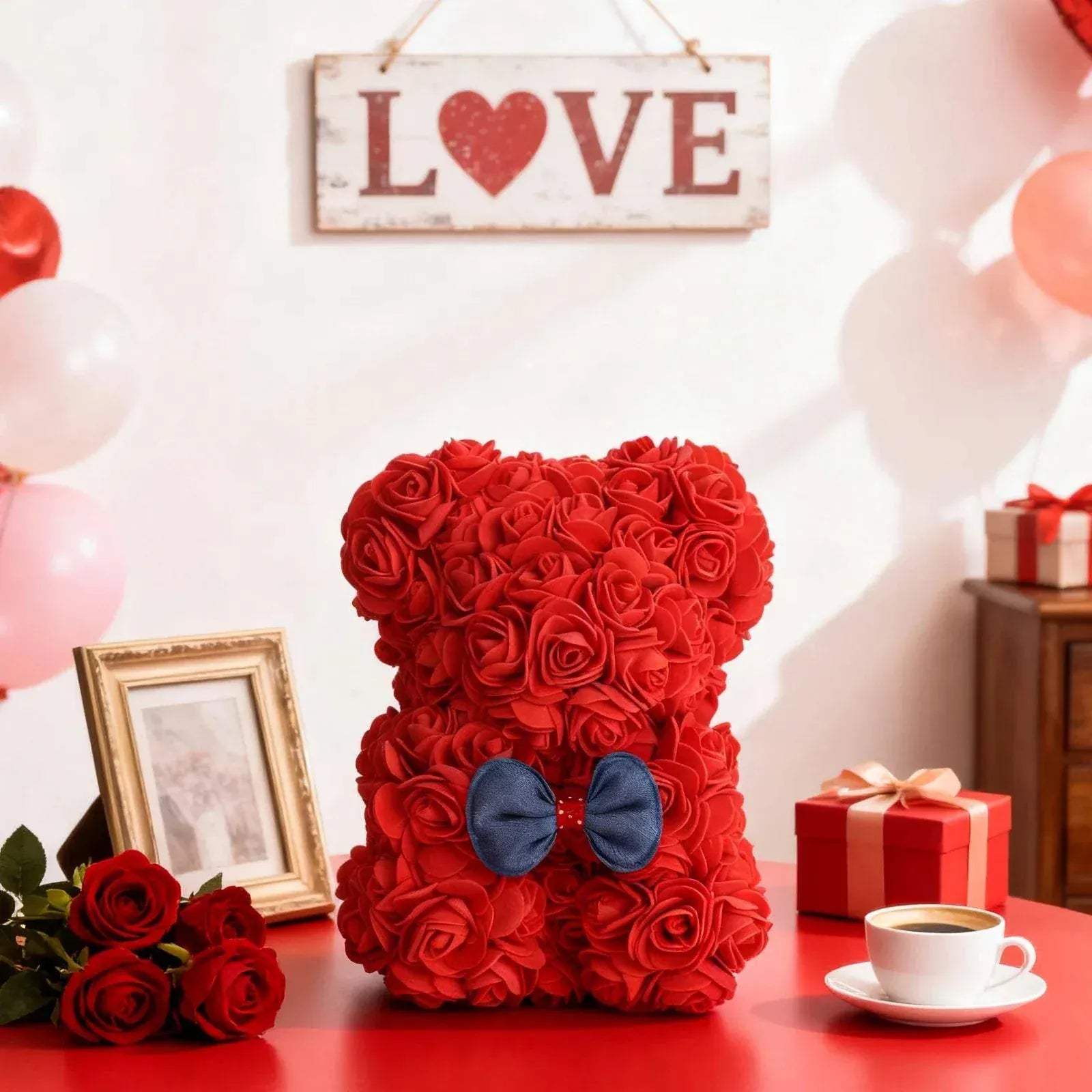 2026 Valentine Day Rose Bear made of soft foam roses, perfect romantic gift for Valentine’s Day