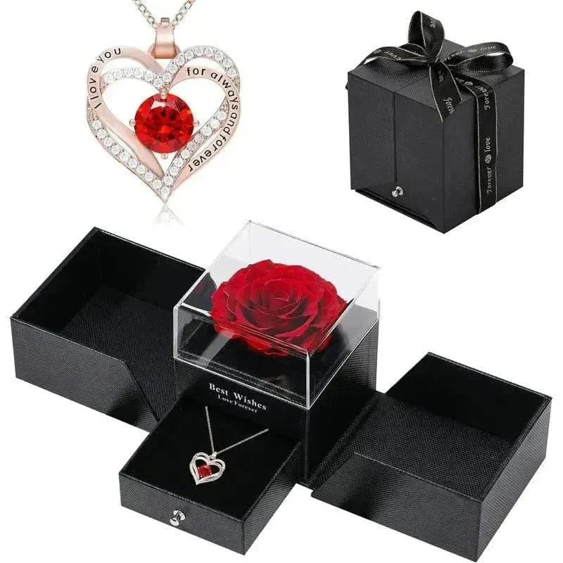 Luxurious Rose Gift Box with elegant necklace gift set for special occasions