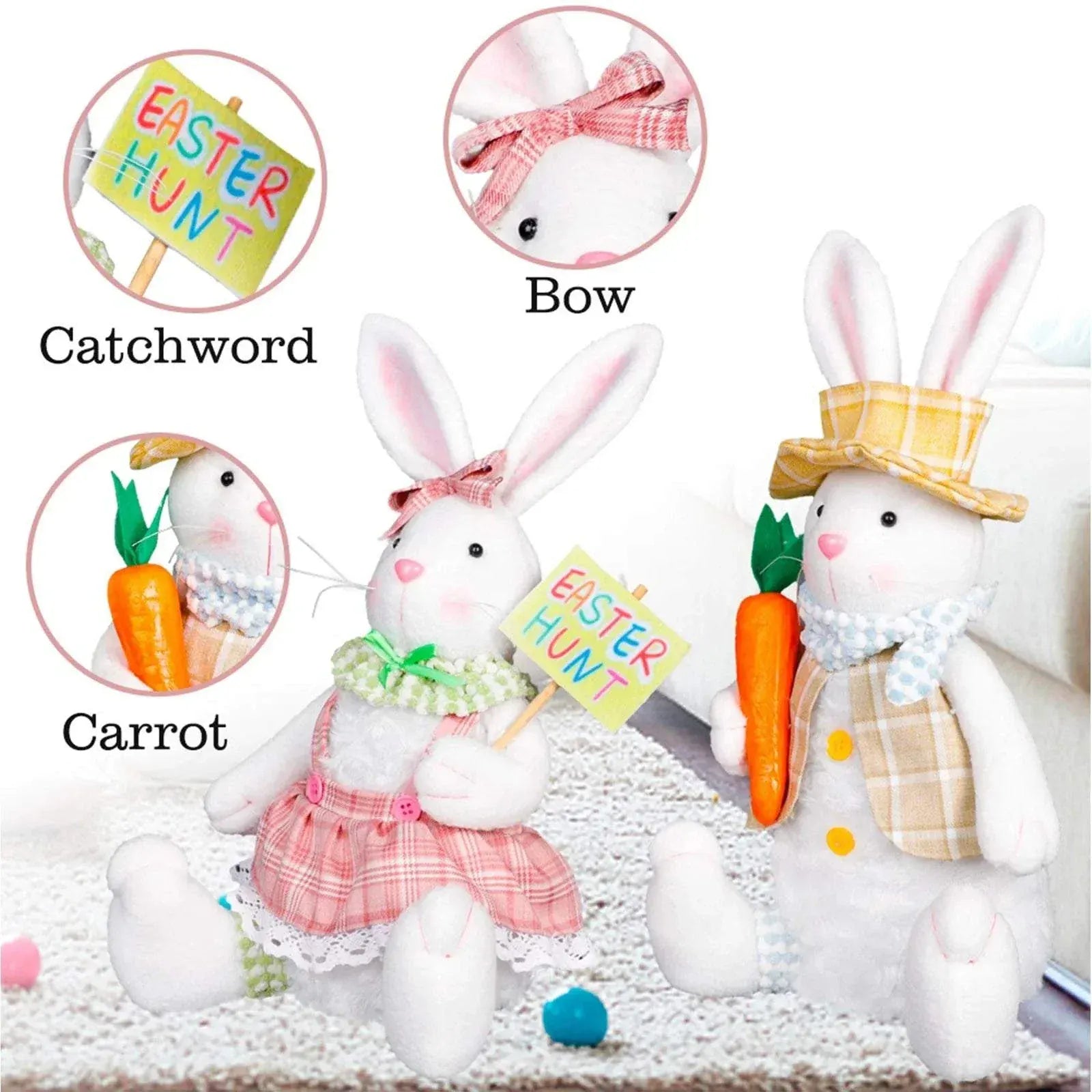 Easter Bunny Decorations - Handmade Swedish Gnome Dolls for Spring.