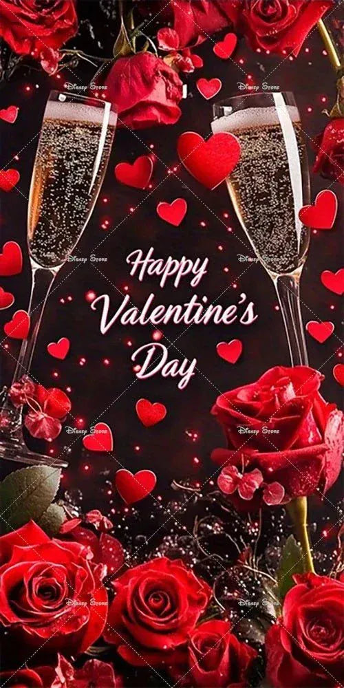 Valentine Day Door Cover with vibrant red roses for romantic celebrations