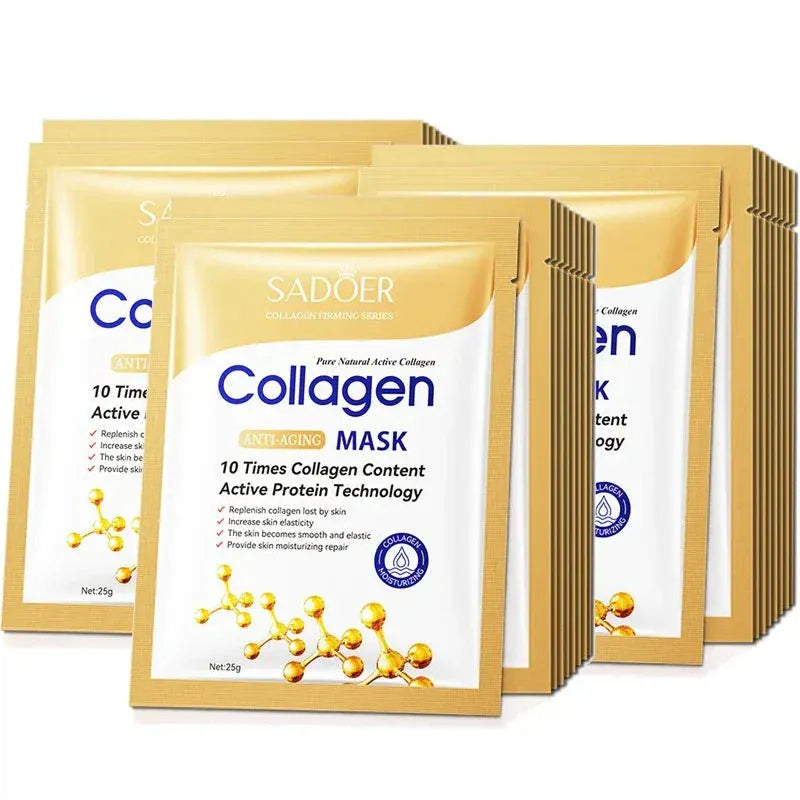 10-piece anti-wrinkle collagen face mask set for hydration and skin rejuvenation