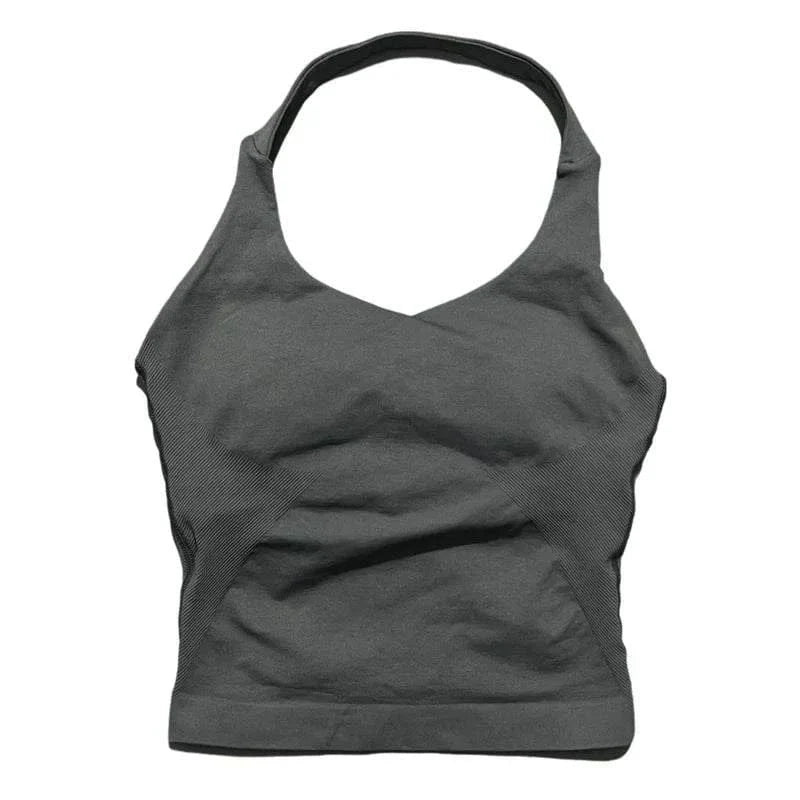 Women wearing high elastic quick-dry sports yoga vest for running and gym workouts