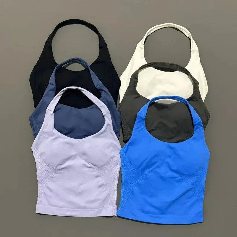 Women wearing quick-dry seamless yoga vest for sports and gym workouts