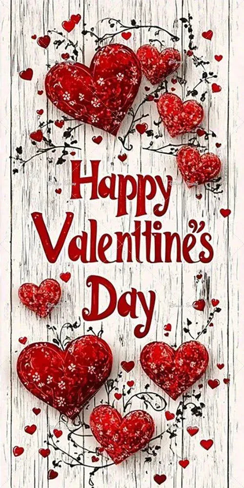 Valentine Day Door Cover with vibrant red roses and love-themed design for romantic occasions