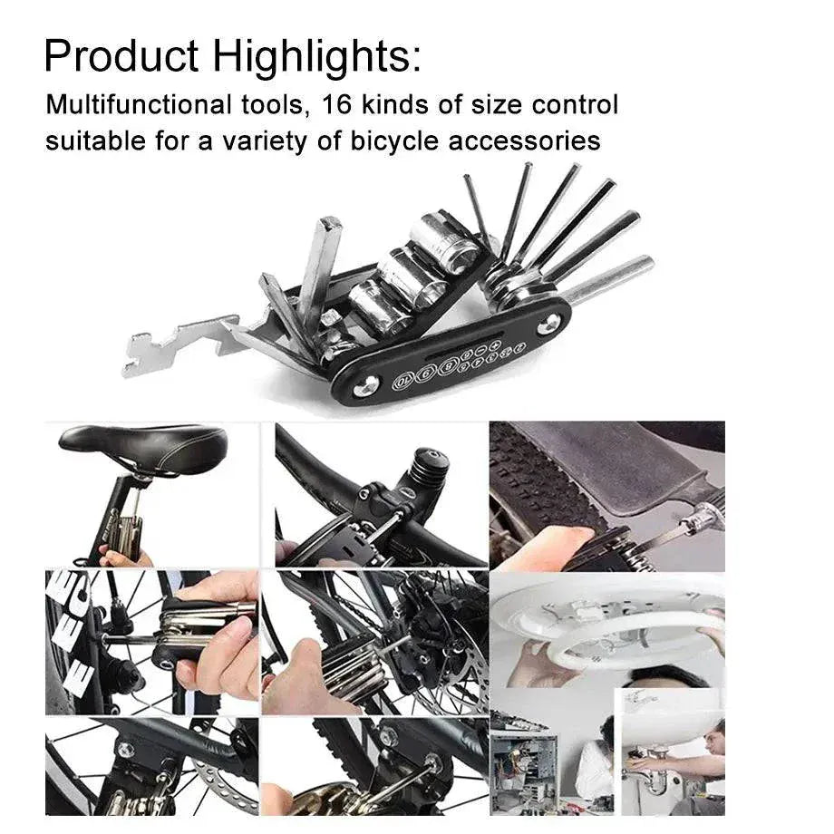 16 in 1 Mountain Bike Portable Socket Multi-Tool for Bicycle Repair.