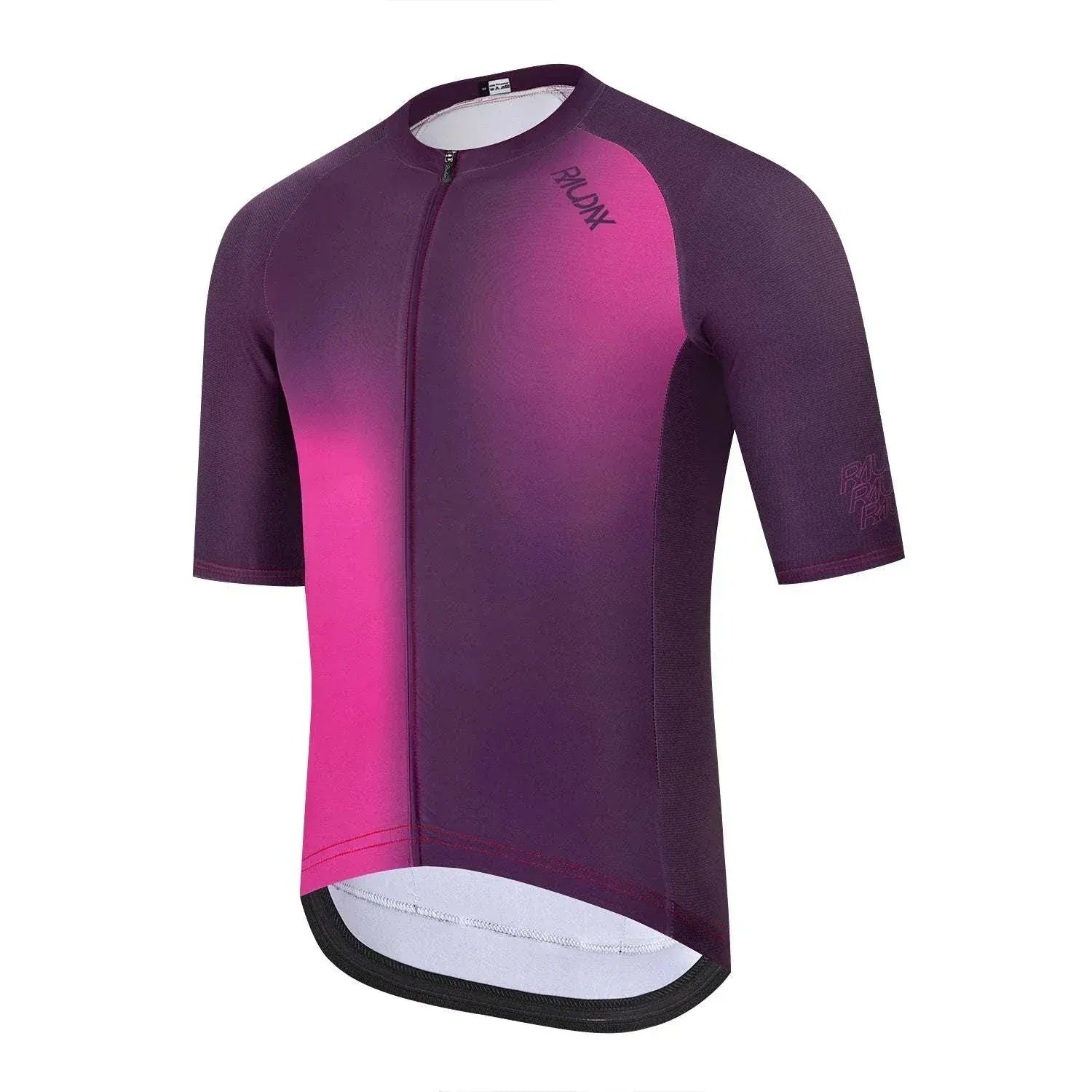 RAUDAX mens short sleeve cycling jersey with full zipper, breathable polyester fabric for summer biking