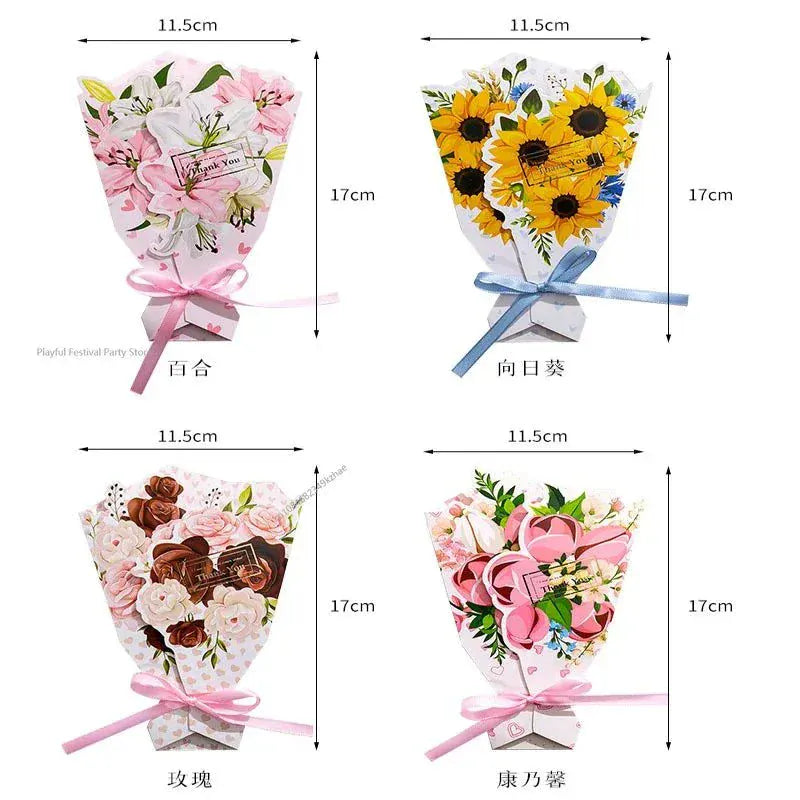 Creative Carnation Thanks Flowers 3D foldable greeting card with floral bouquet design for birthdays and special occasions