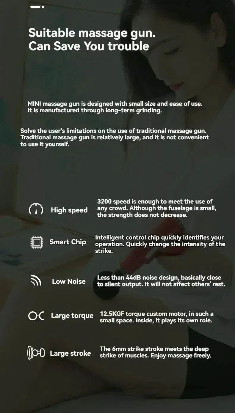 Compact USB Mini Muscle Massage Gun for deep tissue massage and muscle relief