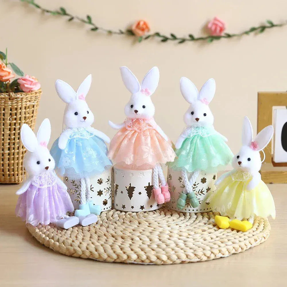 Easter Bunny Decor White Yellow Green Pink Flower Yarn Skirt -Kid Gift