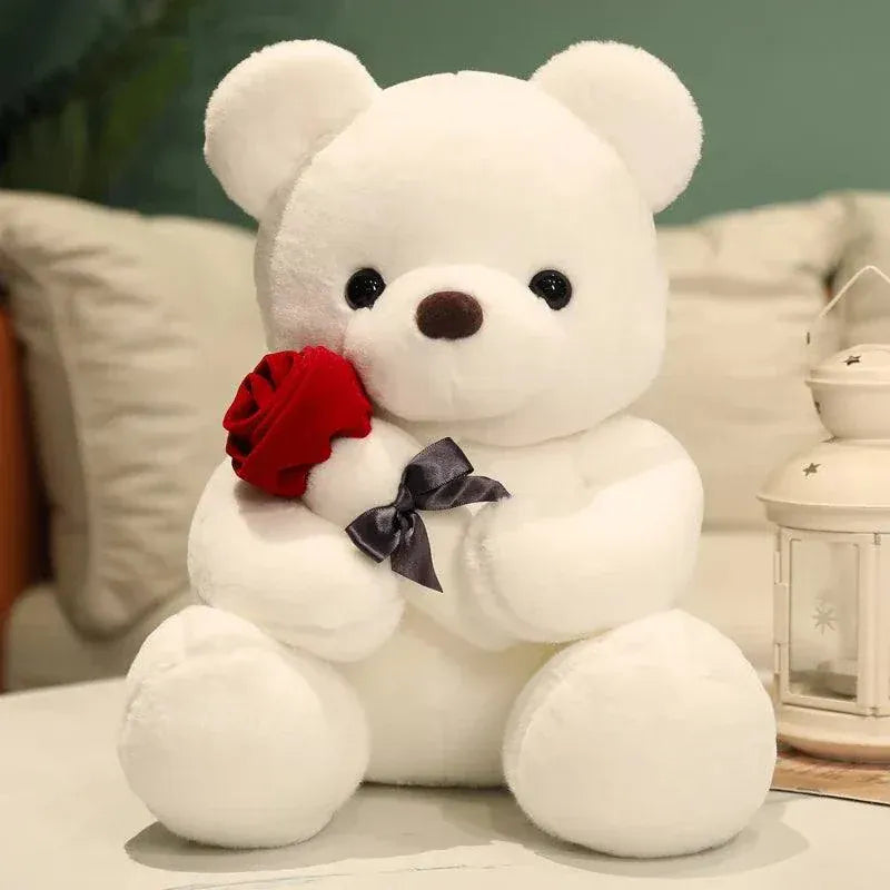 Soft red Rose Bear Plush toy for Valentine's Day decor and gifts