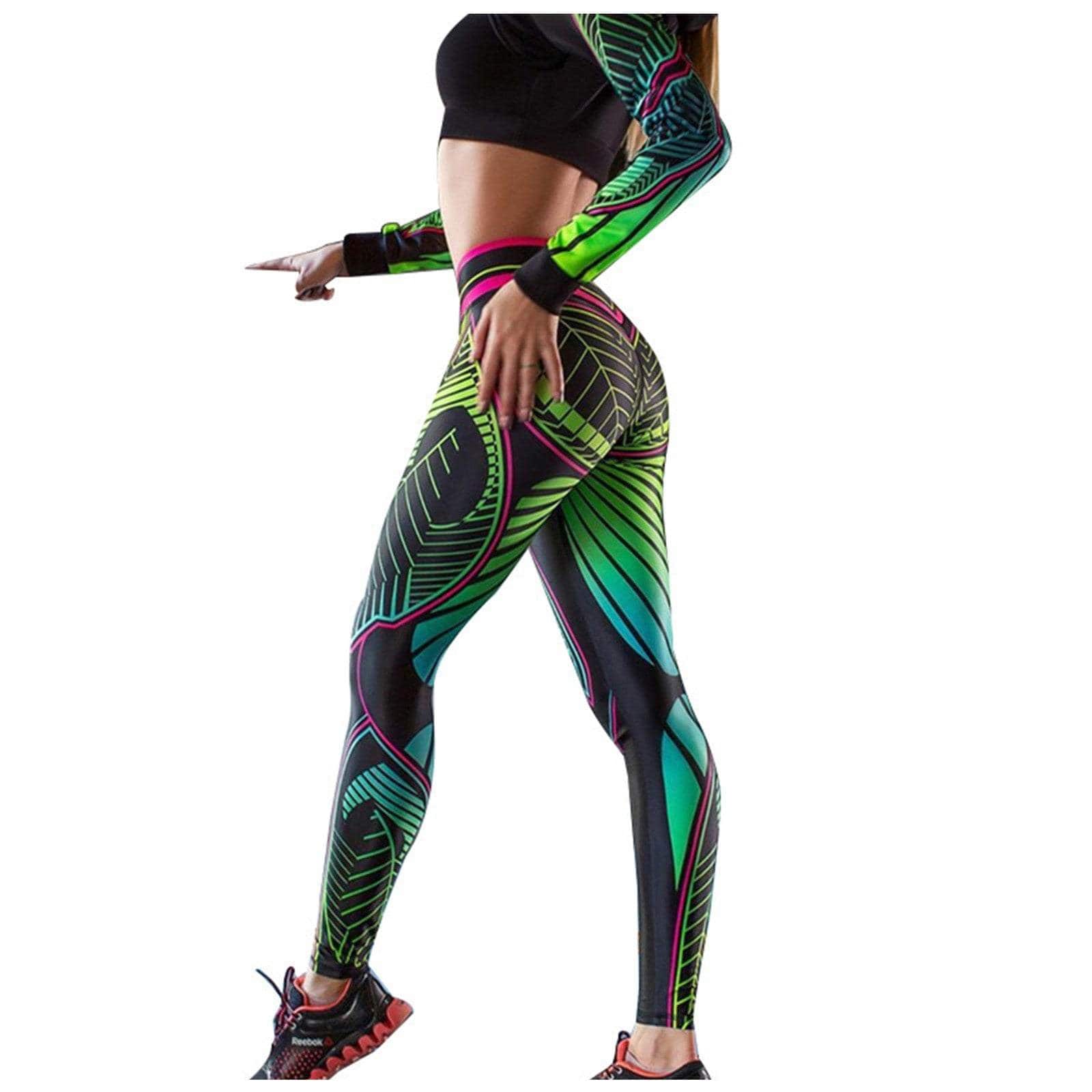 Plus Size Leggings - Women's Print Sports Leggings for Fitness & Yoga