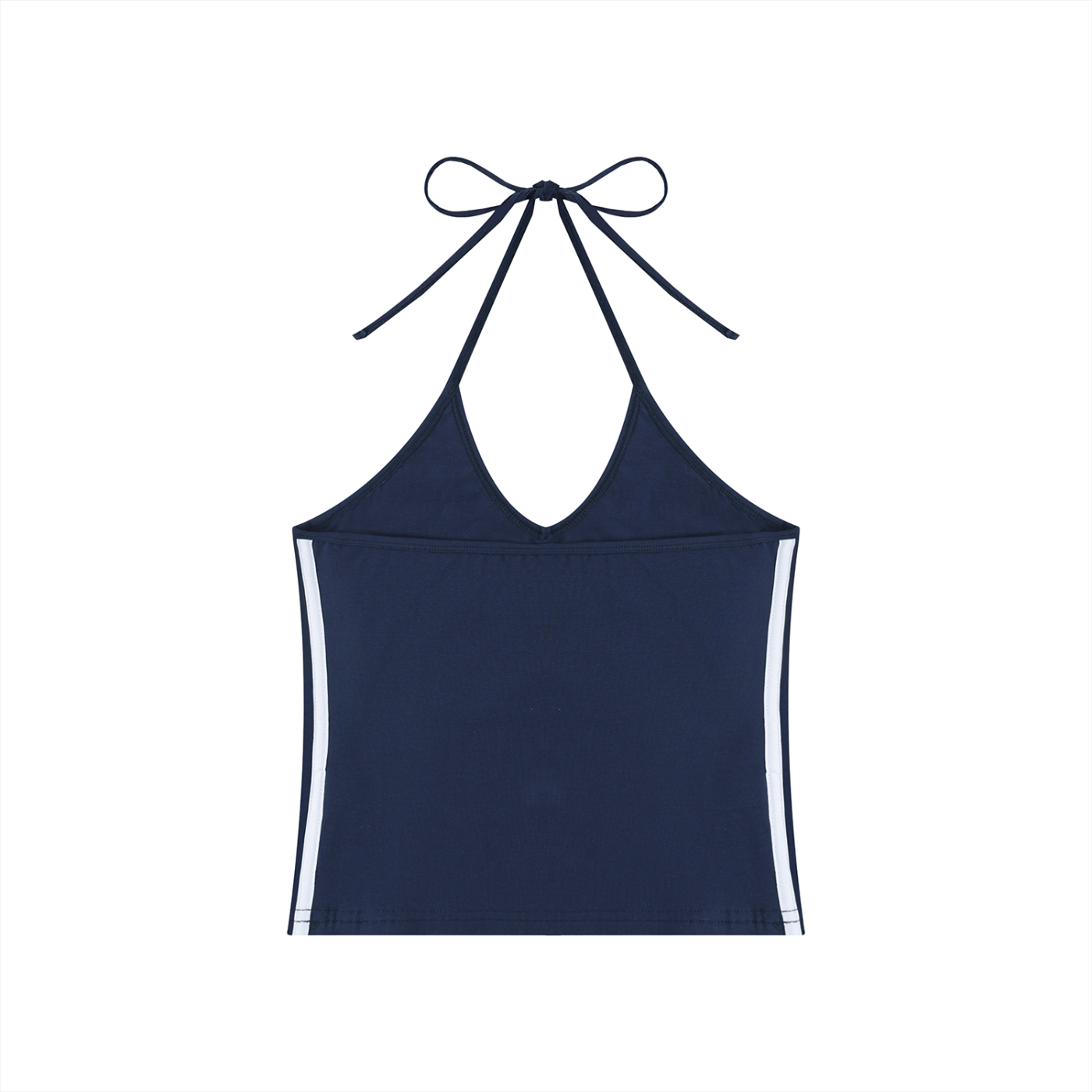 Women’s Color Block Halter Crop Tank Top with V-neck, backless halter tie, and slim fit in Y2K style
